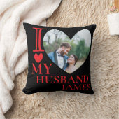 I Love My Husband Custom Photo Heart クッション (ブランケット)