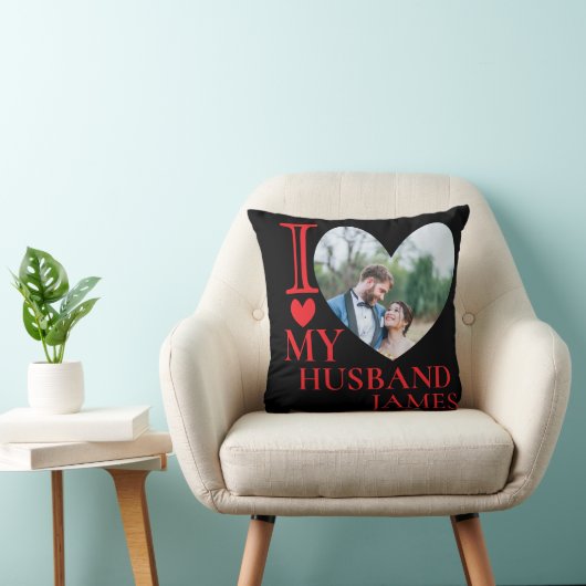 I Love My Husband Custom Photo Heart クッション (椅子)