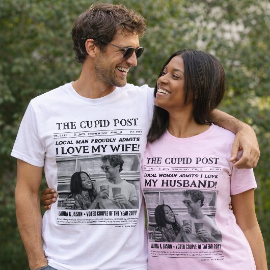 I LOVE MY HUSBAND Tシャツ、楽しいカスタム新聞デザイン Tシャツ