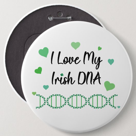 I Love My Irish DNA Shamrock Button                缶バッジ (正面&裏面)