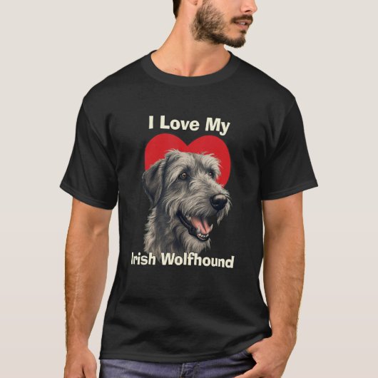 I Love My Irish Wolfhound Puppy Dog Tシャツ (正面)