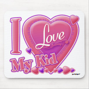 I Love My Kid pink/purple - ハート マウスパッド
