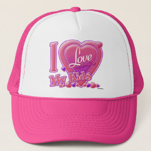 I Love My Kids pink/purple -ハート キャップ