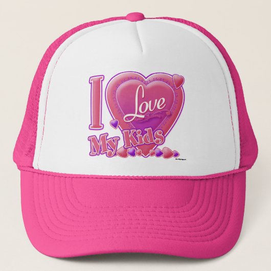 I Love My Kids pink/purple -ハート キャップ (正面)
