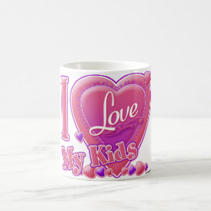 I Love My Kids pink/purple -ハート コーヒーマグカップ