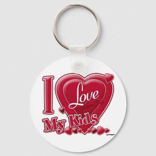 I Love My Kids red -ハート キーホルダー (正面)