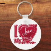 I Love My Kids red -ハート キーホルダー (正面)