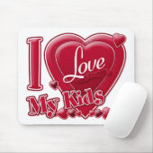 I Love My Kids red -ハート マウスパッド (マウス)