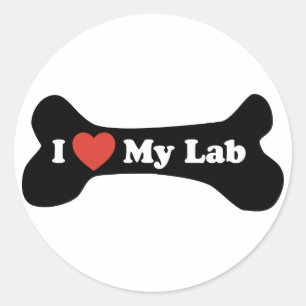 I Love My Lab - Dog Bone ラウンドシール