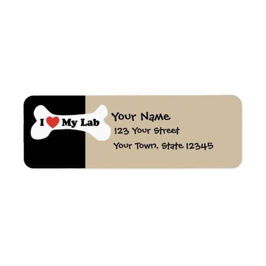 I Love My Lab - Dog Bone ラベル (正面)