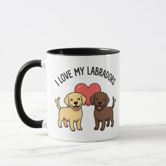 I Love My Labradors Mug – Cute Yellow & Chocolate  マグカップ