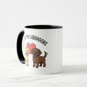 I Love My Labradors Mug – Cute Yellow & Chocolate  マグカップ (正面左)
