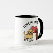 I Love My Labradors Mug – Cute Yellow & Chocolate  マグカップ (正面右)