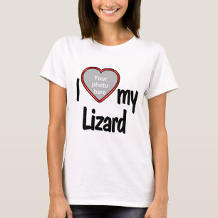 I Love My Lizard – かわいい赤いハートフォトフレーム Tシャツ