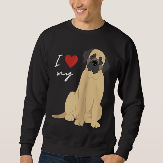 I Love My Mastiff Dog  Raglan Baseball スウェットシャツ (正面)