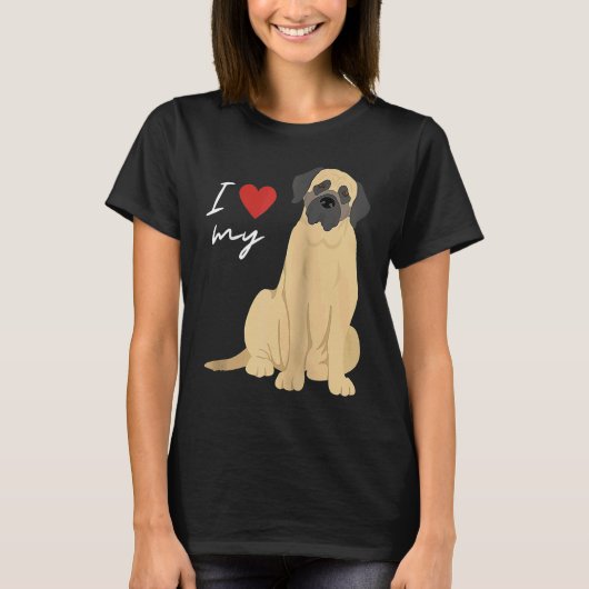 I Love My Mastiff Dog Raglan Baseball Tシャツ (正面)