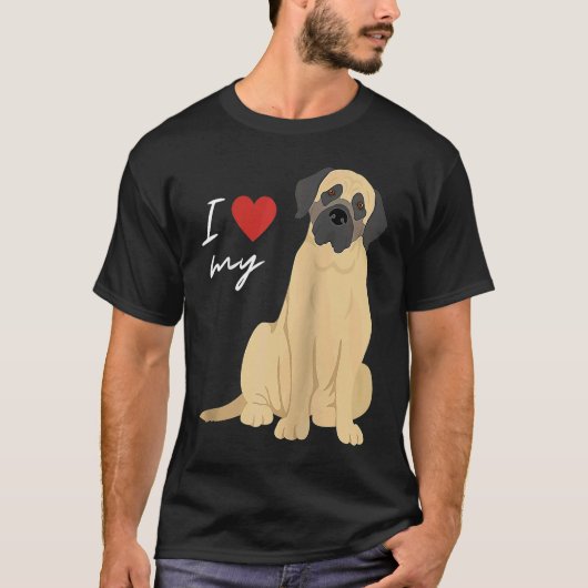 I Love My Mastiff Dog  Raglan Baseball Tシャツ (正面)