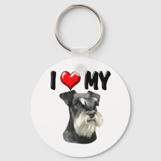 I Love My Miniature Schnauzer キーホルダー (正面)