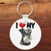 I Love My Miniature Schnauzer キーホルダー (正面)