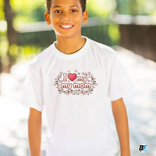 I Love My Mom - Elegant Mom's Special Kids Tシャツ