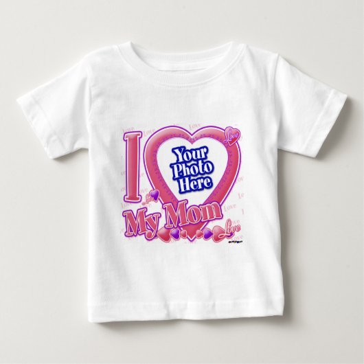 I Love My Mom pink/purple – 写真 ベビーTシャツ (正面)