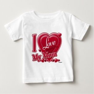 I Love My Mom red - ハート ベビーTシャツ