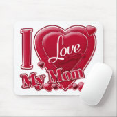 I Love My Mom red - ハート マウスパッド (マウス)