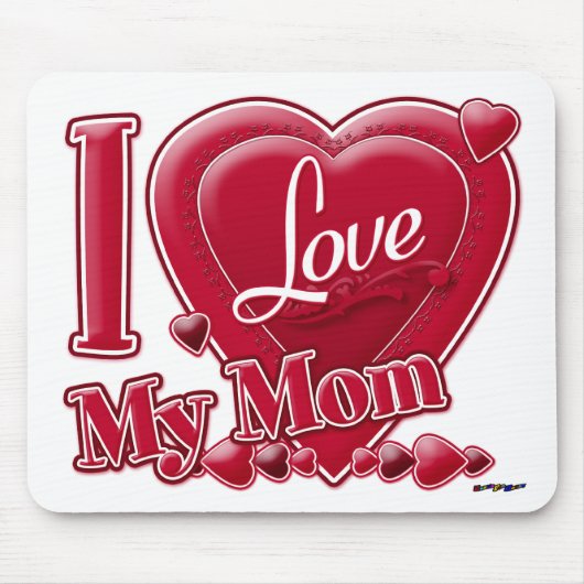 I Love My Mom red - ハート マウスパッド (正面)