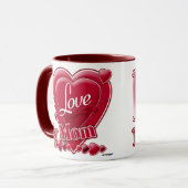 I Love My Mom red - ハート マグカップ (正面左)