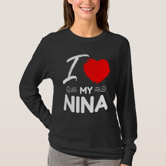 I Love My Nina Cute Mother Grandma Matching Family Tシャツ (正面)
