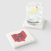 I Love My Ohio Home Script Ohio Buckie州 ストーンコースター (横)