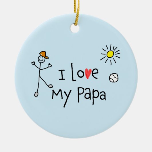 I Love My Papa Photo セラミックオーナメント (正面)