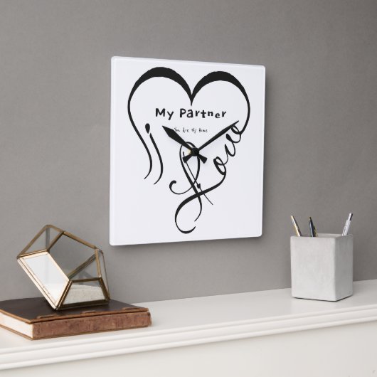 I Love My Partner - You Are My Home Throw Pillow スクエア壁時計 (オフィス)