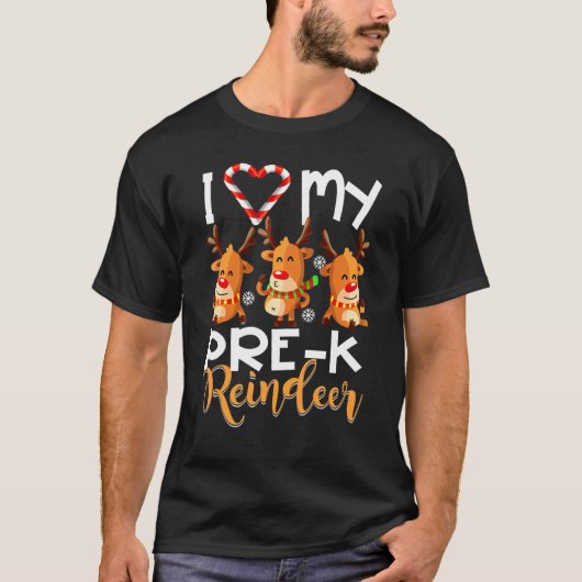 I Love My Pre K Reindeers学生先生Christm Tシャツ (正面)