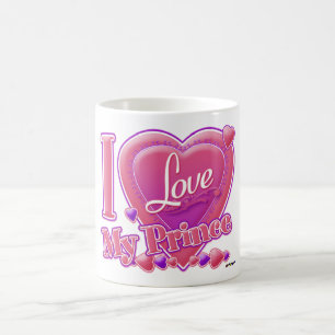 I Love My Prince pink/purple -ハート コーヒーマグカップ