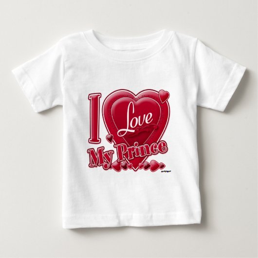 I Love My Prince Red -ハート ベビーTシャツ (正面)