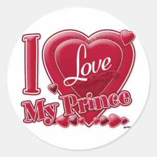 I Love My Prince Red -ハート ラウンドシール