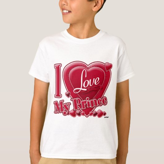 I Love My Prince Red -ハート Tシャツ (正面)