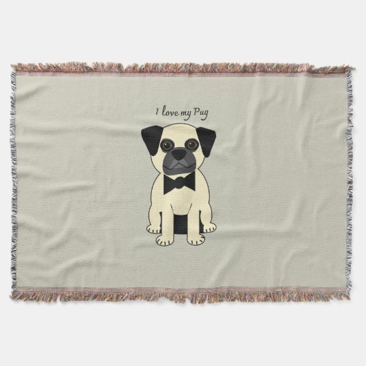 I Love My Pug スローブランケット (正面)