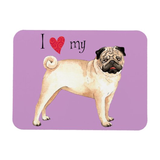 I Love my Pug マグネット (横)
