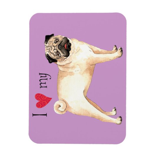 I Love my Pug マグネット (縦)