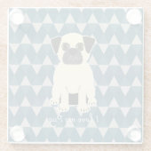 I love my Pug, Blue diamonds pattern ガラスコースター (裏面)