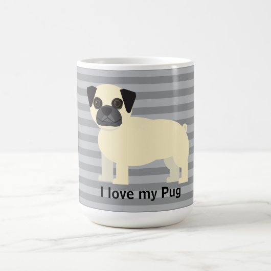 I love my Pug Gray Lined コーヒーマグカップ (中央)