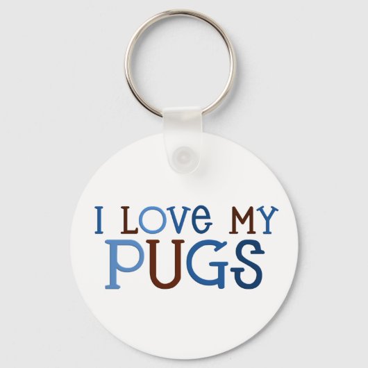 I Love My Pugs keychain キーホルダー (正面)