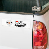 I LOVE MY QUAKER PARROT – grey バンパーステッカー (トラック上)