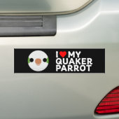 I LOVE MY QUAKER PARROT – normal バンパーステッカー (車上)