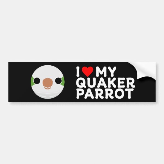 I LOVE MY QUAKER PARROT – normal バンパーステッカー (正面)