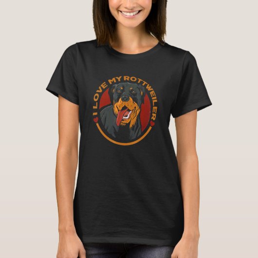 I Love My Rottweiler Dog Owner Heart Rottie Tシャツ (正面)