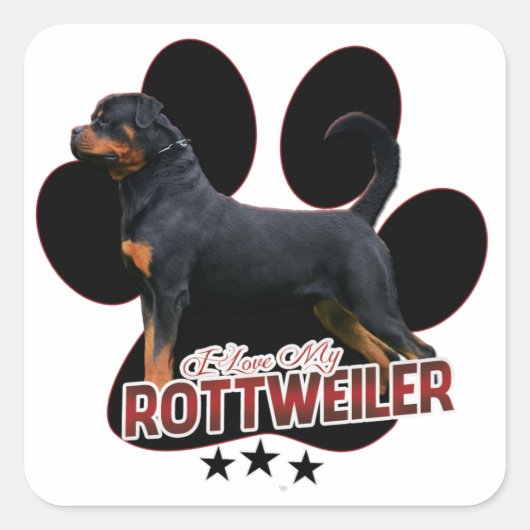 I Love My Rottweiler Sticker スクエアシール (正面)