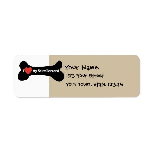 I Love My Saint Bernard - Dog Bone ラベル (正面)